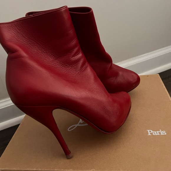 Red Leather Booties by Christian Louboutin - Picture 4 of 5